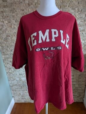 90s Vintage Temple University Owls Football 100% Cotton Tee Shirt 2XL Collegiate